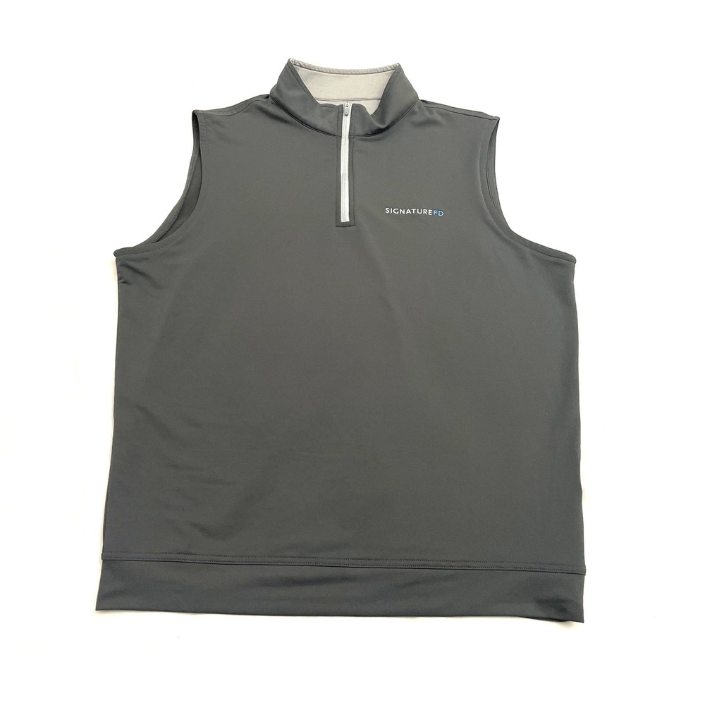 Peter Millar Crown Sport Galway Stretch Loop Terry 1/4 Zip Vest Large Gray Golf